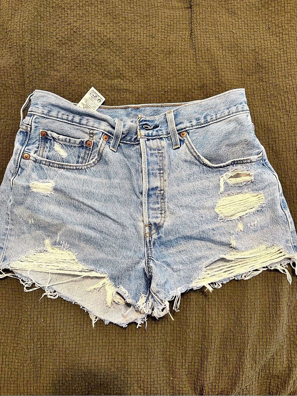 Levi's 501 Original Distressed Cutoff Denim Shorts Original Distressed Jean